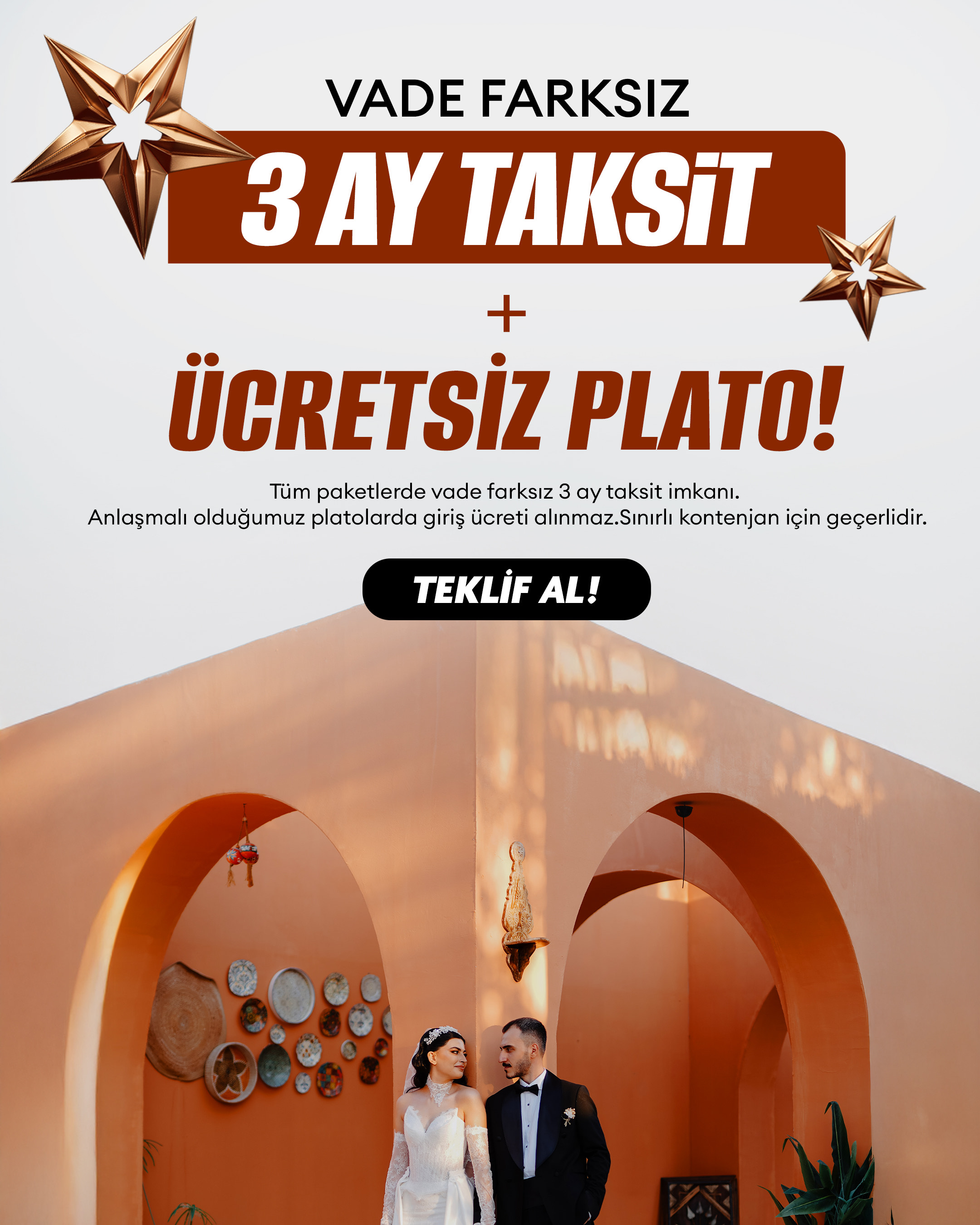 Vade farksız 3 taksit + Ücretsiz Plato